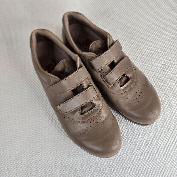 SAS Tripad Comfort Taupe Leather Womens Hook Loop Strap Shoes Size 8.5 - Picture 3 of 10